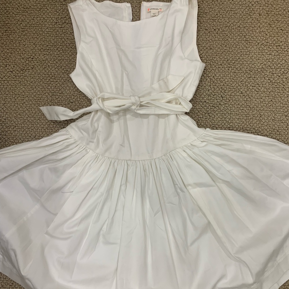 Girls formal white crewcut dress.